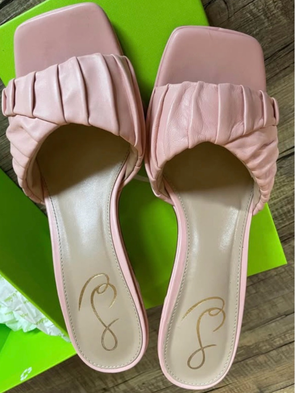 Sam Edelman Pink Pleated Open-Toe Mules